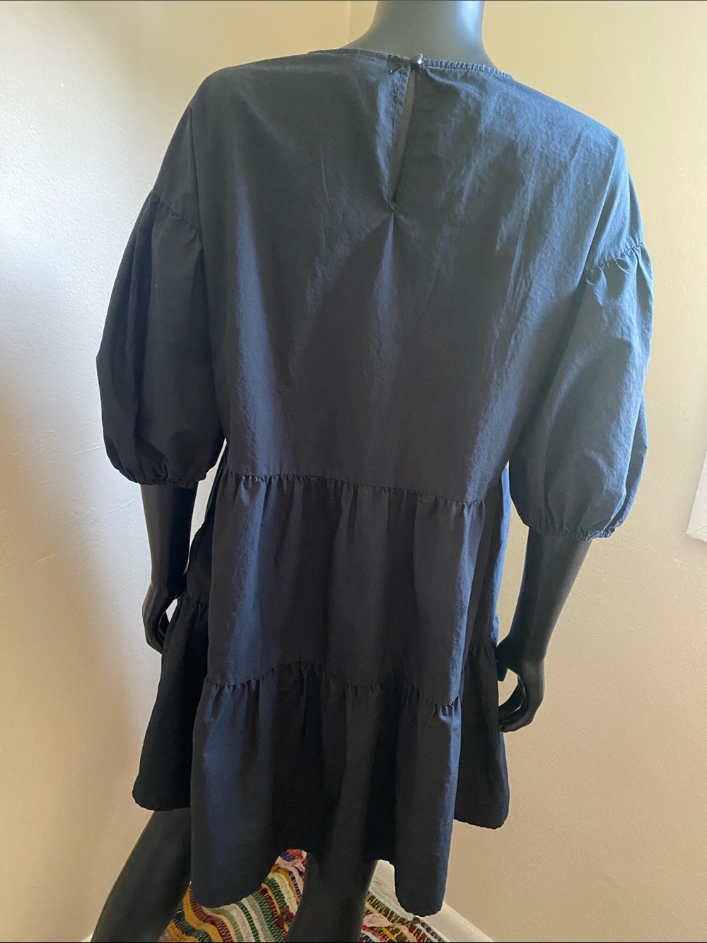 a new day Cotton Black Tiered Puff-Sleeve Casual Dress - Picture 7 of 10